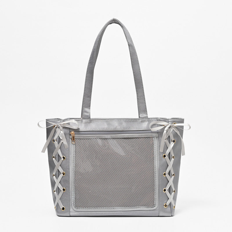 Ribbon Cartoon Large Capacity Bow Transparent Women's Handbag