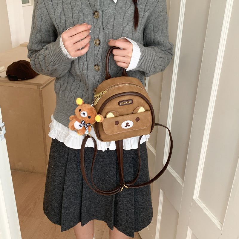 Cute Cartoon Bear Female Niche Retro Backpacks