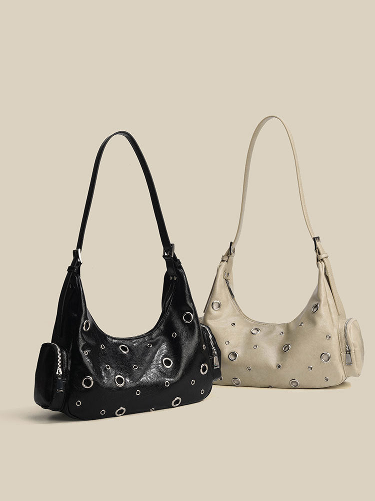 High-grade Rivet Metal Eyelet Fashion City Lady Shoulder Bags
