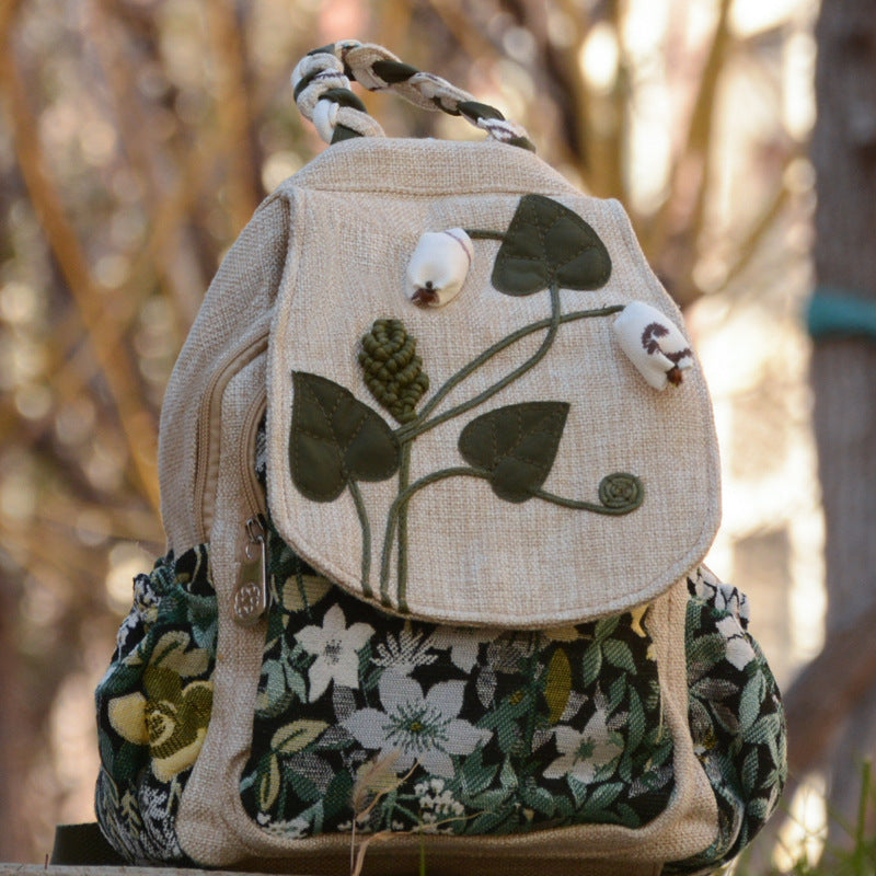 Antique Ethnic Style Cloth Lightweight Literary Women's Backpack