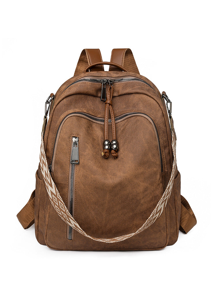 Women's Korean Fashion Trendy Soft Leather Large Women's Backpack