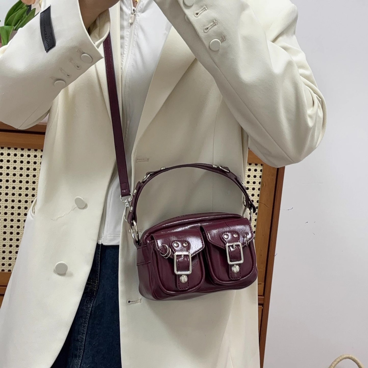 Casual Classy Female Hot Motorcycle High-grade Small Square Bags