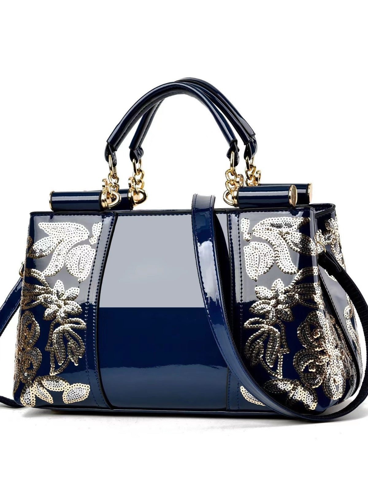 Women's Patent Leather Shiny Mother Ethnic Style Bride Bridesmaid Portable Large Bucket Bag