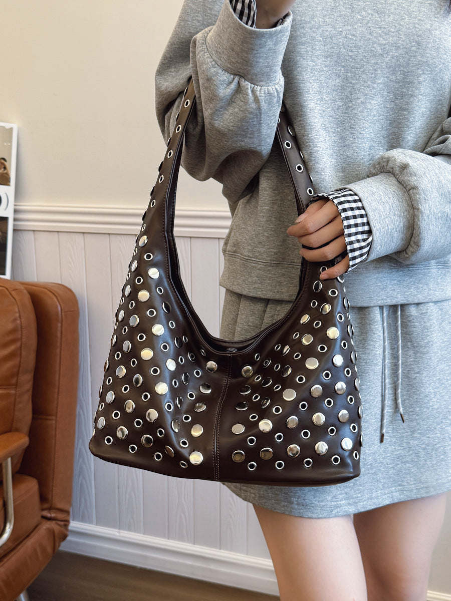 Women's Summer Cool Personality Dot Rivet Portable Underarm Bag