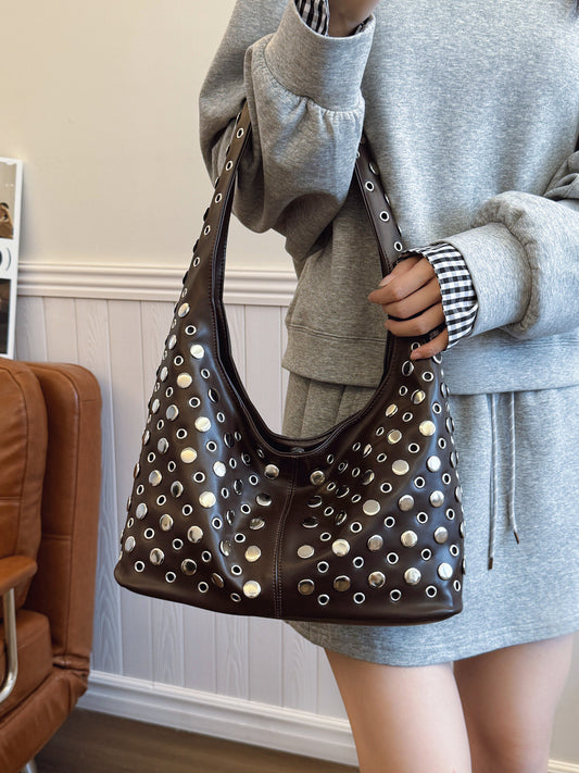 Women's Summer Cool Personality Dot Rivet Portable Underarm Bag