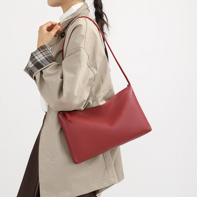 Women's Genuine Leather Large Capacity Totes Korean Style Simple Women's Messenger Bag