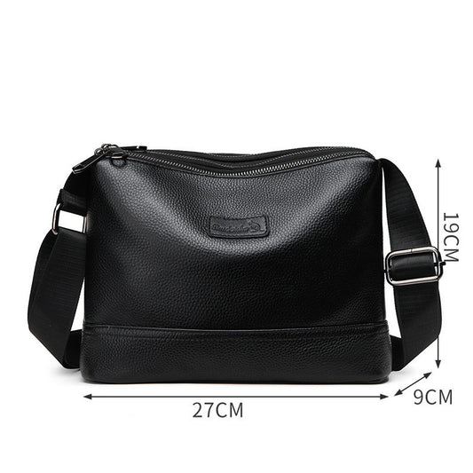 Men's Layer Cowhide Business Large Capacity Waterproof Men's Shoulder Bags
