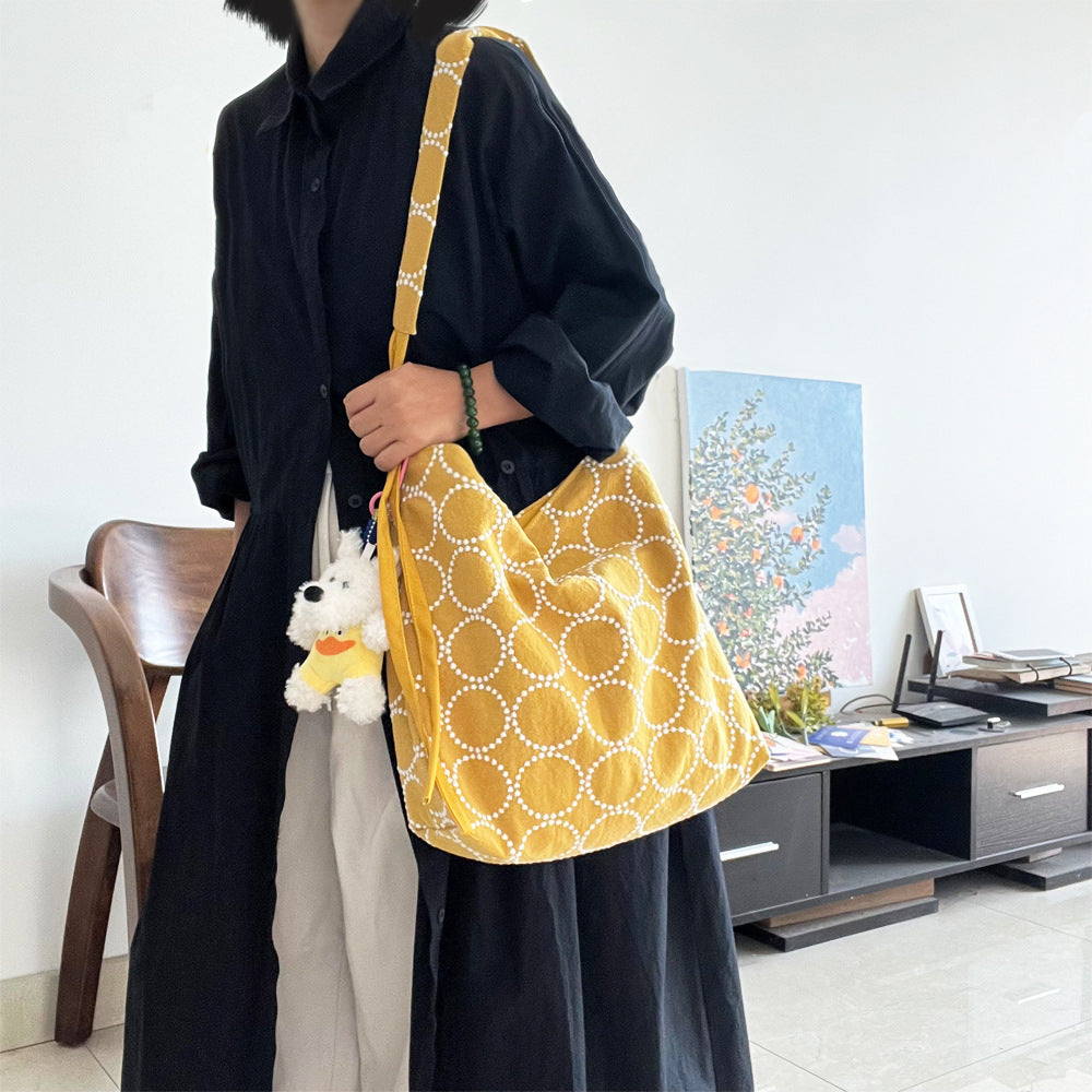 Style Ming Yellow Tambourine Linen Embroidered Bags