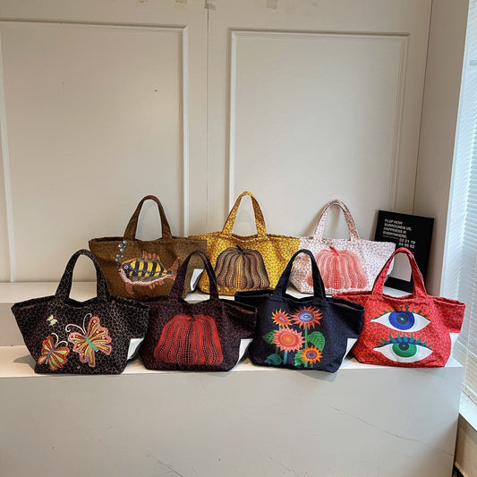 Women's Large Capacity Ethnic Abstract Painting Embroidered Bags