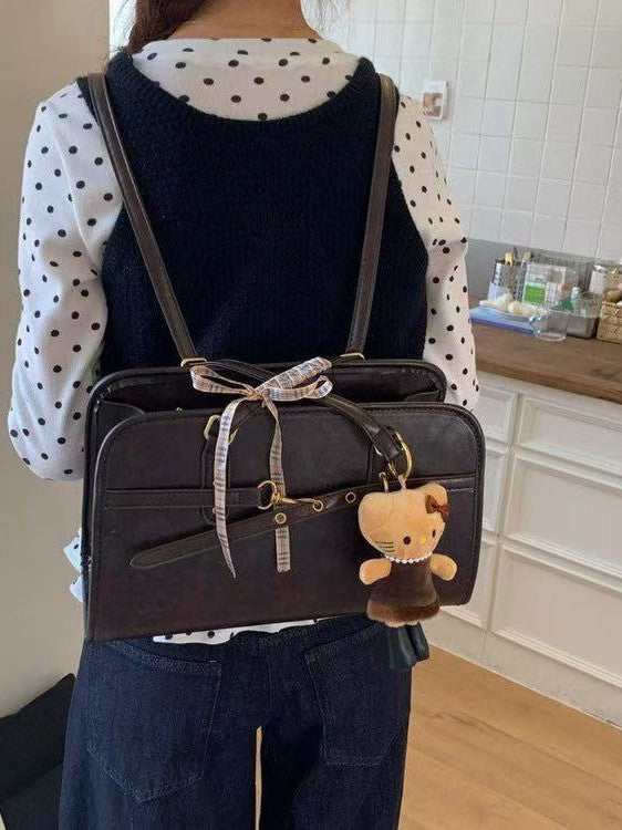 Women's Korean Style Vintage Design Bow Cat Leisure Backpack