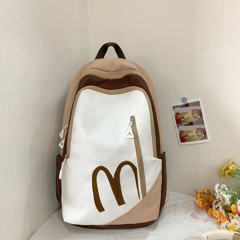 Female High American Retro Large Capacity Primary Leisure Backpack