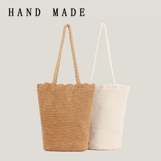 Mori Style Hand-woven Hand Crocheting Cotton Women's Shoulder Bag