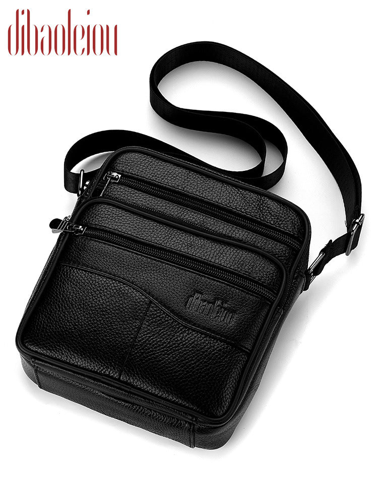 Men's Large Capacity Cowhide Leather Vertical High Men's Messenger Bag