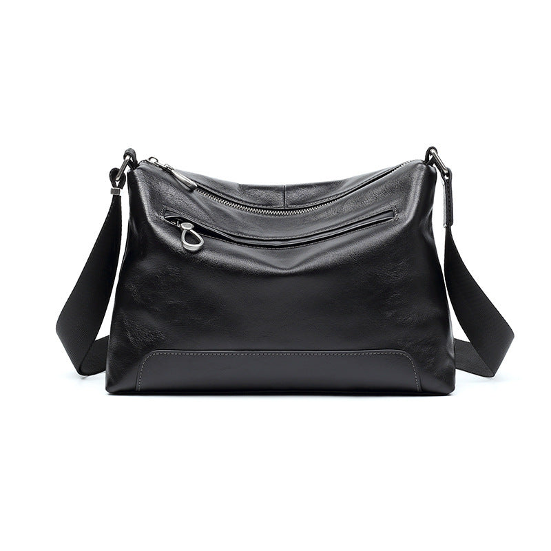 Men's Fashion Horizontal First Layer Cowhide Simple Large Men's Messenger Bag