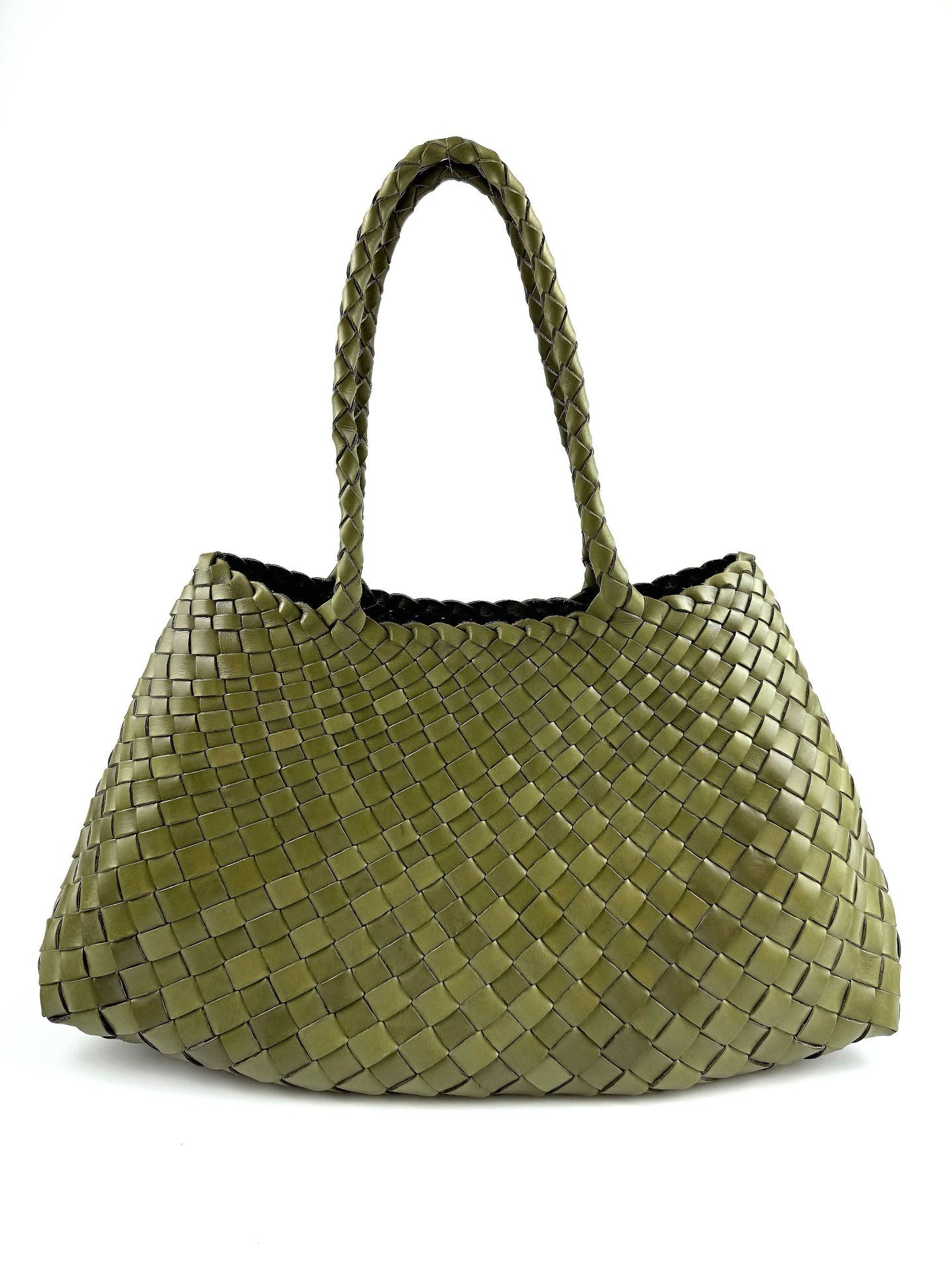 Women's Large Woven First Layer Cowhide Boat Genuine Leather Portable Urban Bags