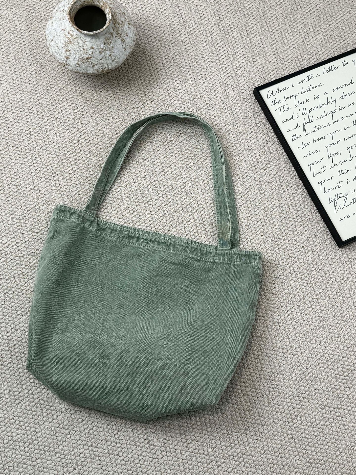Large Capacity Washed Canvas Versatile Commuter Tote Bags