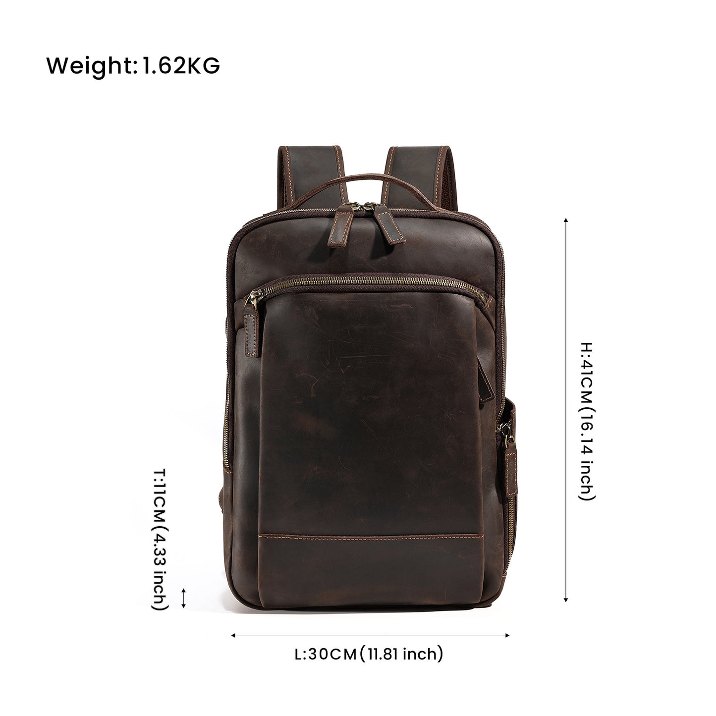 Men's Retro Crazy Horse Leather First Layer Cowhide Computer Large Backpacks