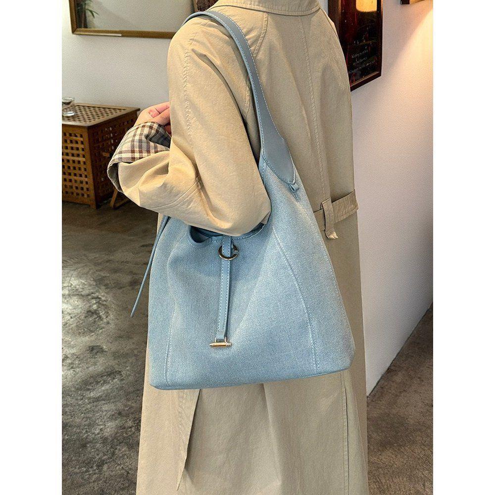 Women's Lazy Feeling Denim Canvas Large Capacity Commuter Tote Bag