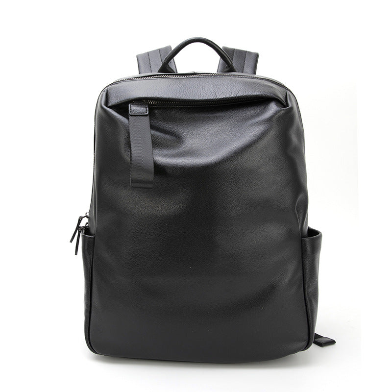 Men's Layer Cowhide Multifunctional Computer Trip Large Leisure Backpack