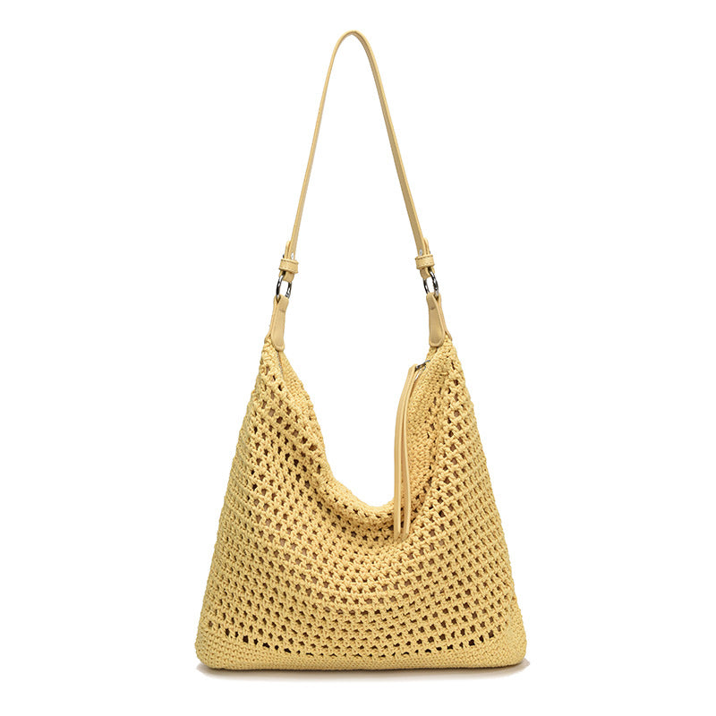 Women's Style Underarm Large Capacity Summer Seaside Vacation Leisure Woven Tote Bag