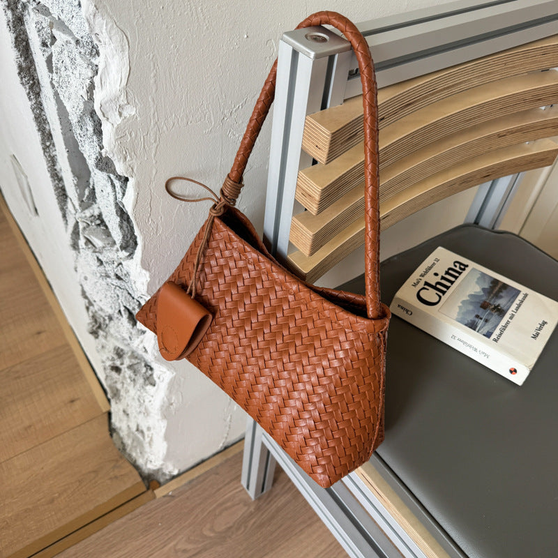Women's Advanced Texture Light Luxury Woven Underarm Baguette Bags