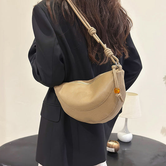 Cowhide Underarm Light Luxury Texture Croissant Simple Women's Shoulder Bag