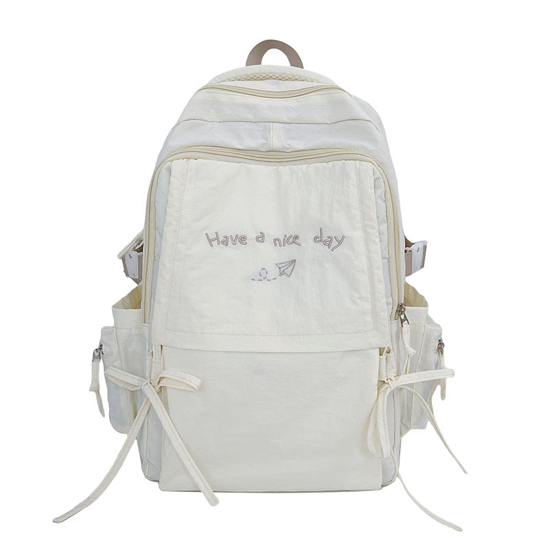 Women's Capacity Solid Color Simple Junior High Backpacks