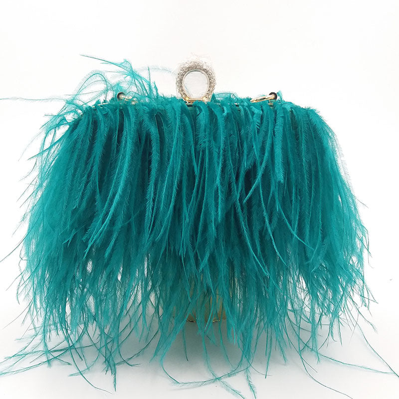 Fashion Tassel Ostrich Feather Dinner Catwalk Bags