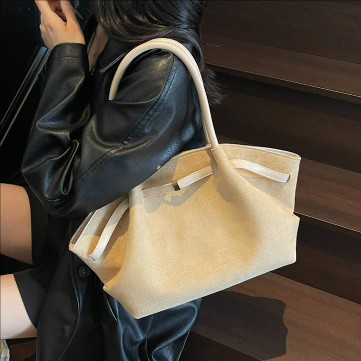 Women's Frosted Suede Underarm Large Capacity Totes Tote Bag