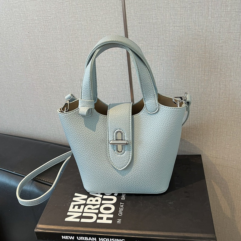 Niche Solid Color Design Advanced Sweet Western Style Trendy Bucket Bag