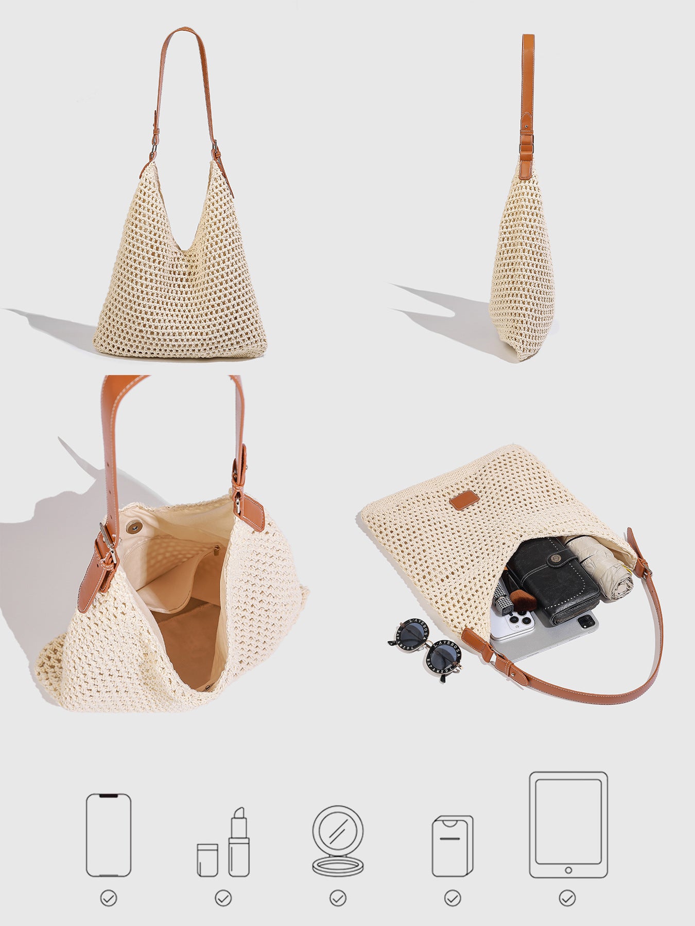 Vacation Beach Woven Fashion Hollow Knitted Large Bags