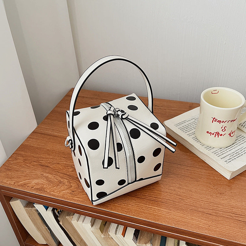 Fashionable Box Polka Dot Western Style Hand Cute French Women's Handbag
