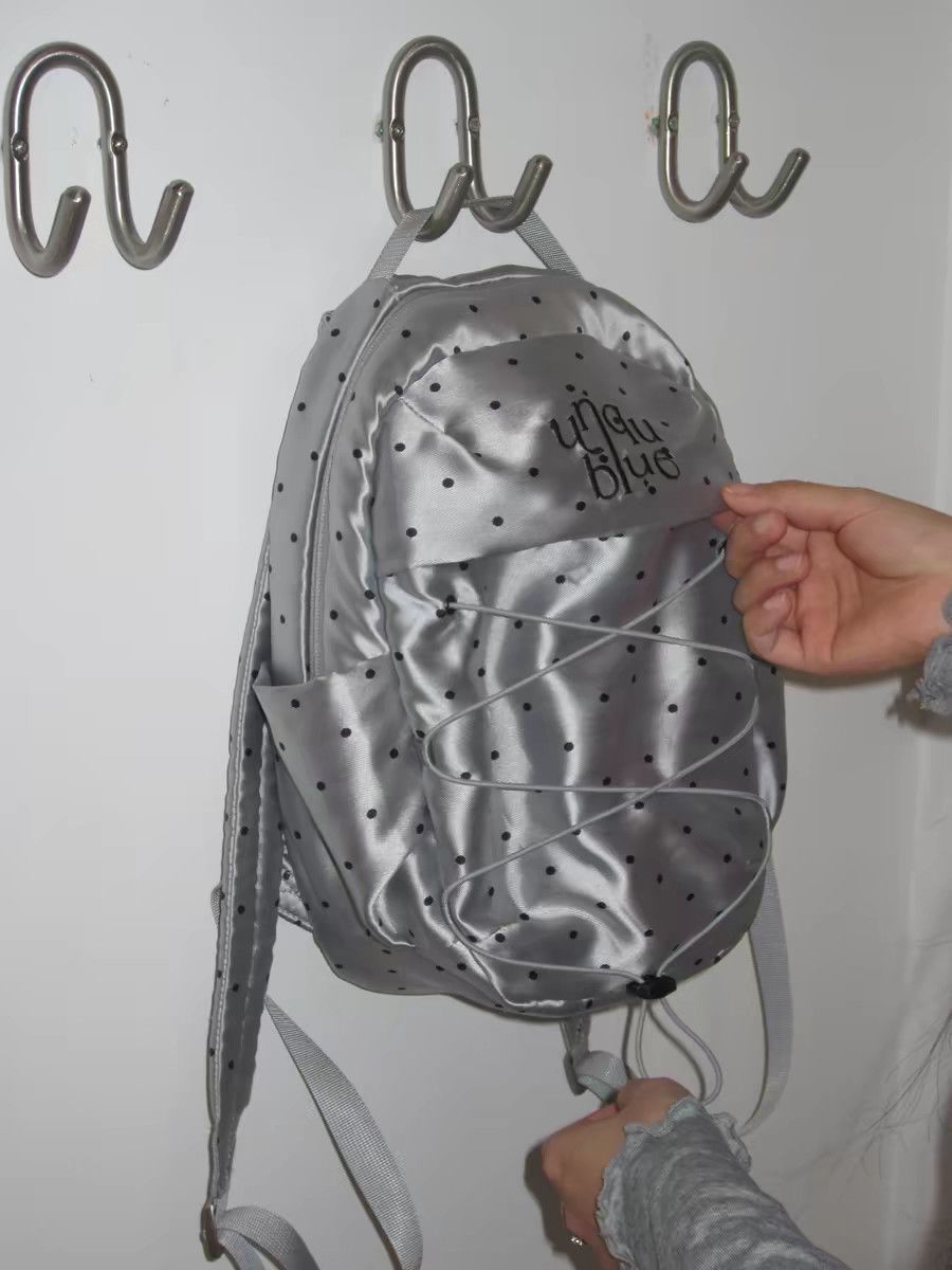 Women's Sweet Millennium Atmosphere Drawstring Polka Dot Sier Leisure Backpack
