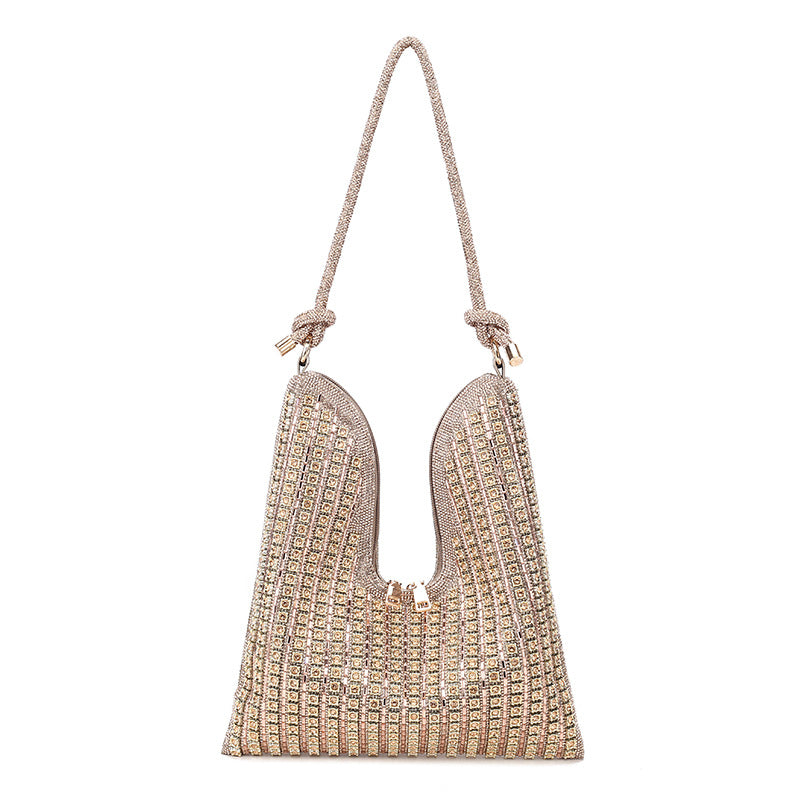 Women's Full Diamond Rhinestone Chain Shiny Portable Bucket Bags