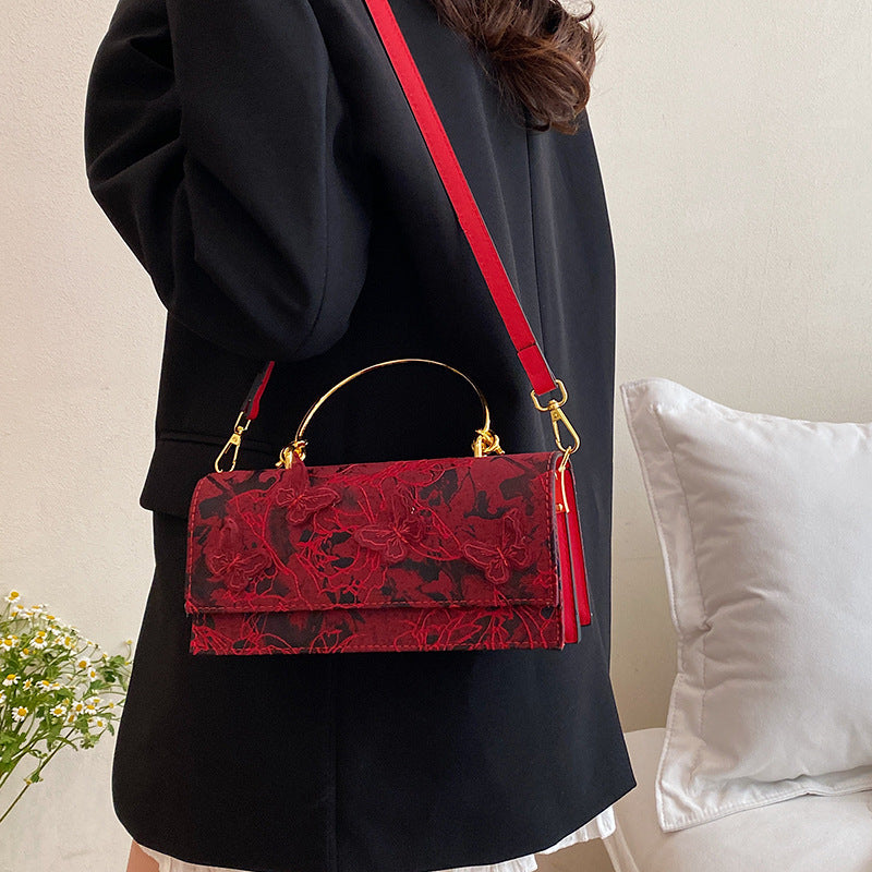 Women's Mori Sweet Fashion Lace Butterfly Western Style Single Small Square Bags