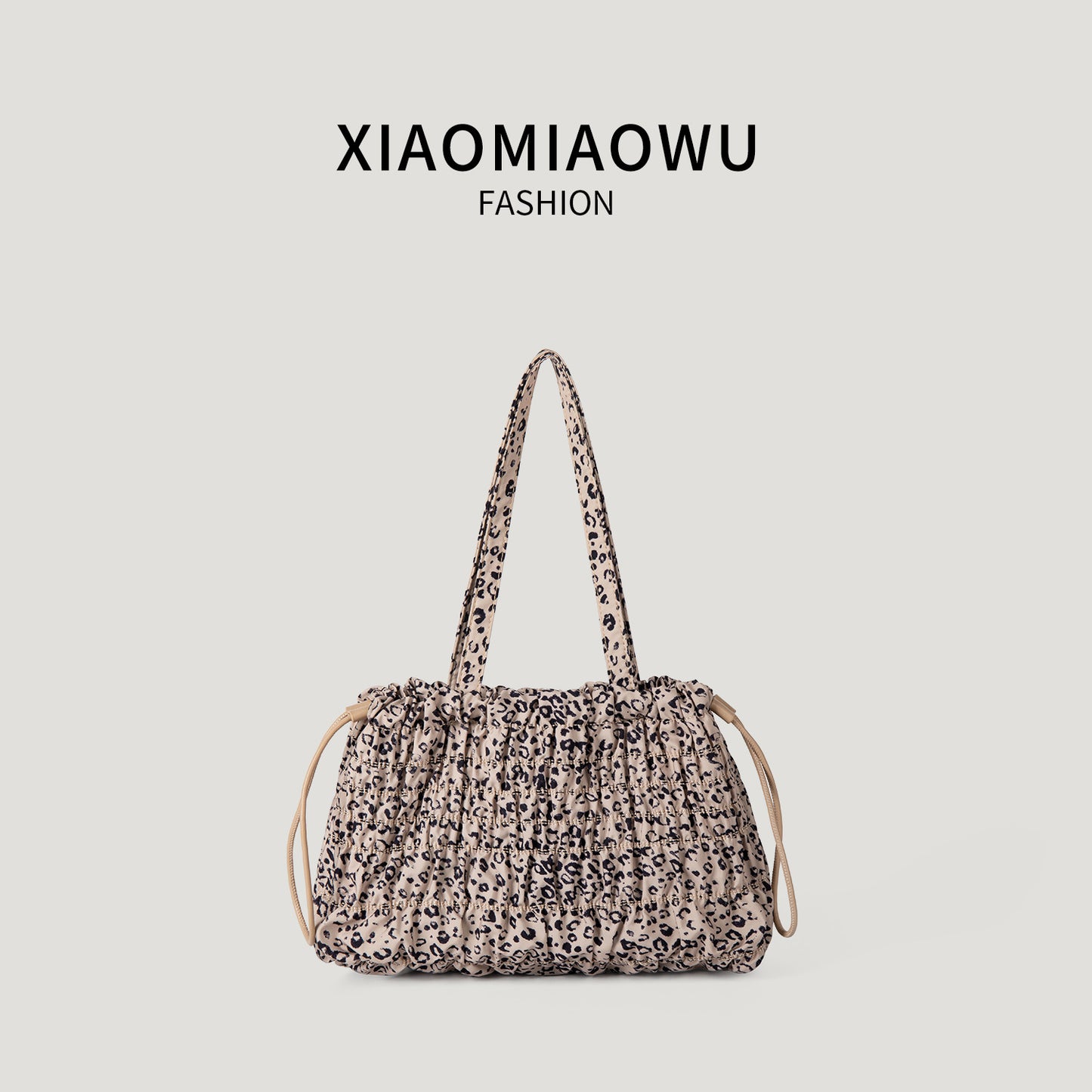 Pleated Leopard Print Lightweight Versatile Fashion Commuter Niche High Women's Shoulder Bag
