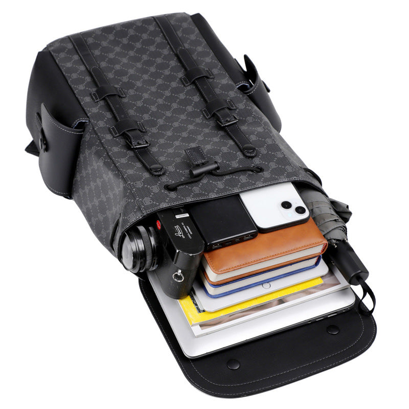 Men's Printed Textured Business Computer Presbyopic Leisure Backpack