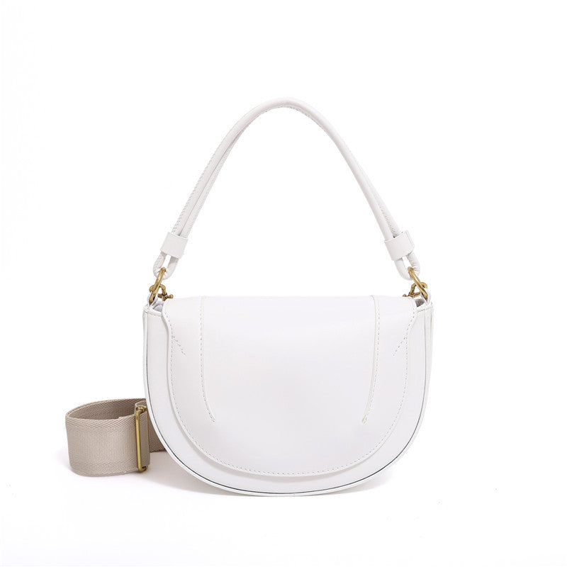 Women's Solid Color Saddle Trendy Retro Women's Handbag