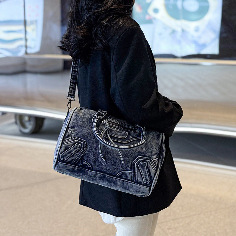 Women's Large Capacity Washed Denim Retro Tote Bags
