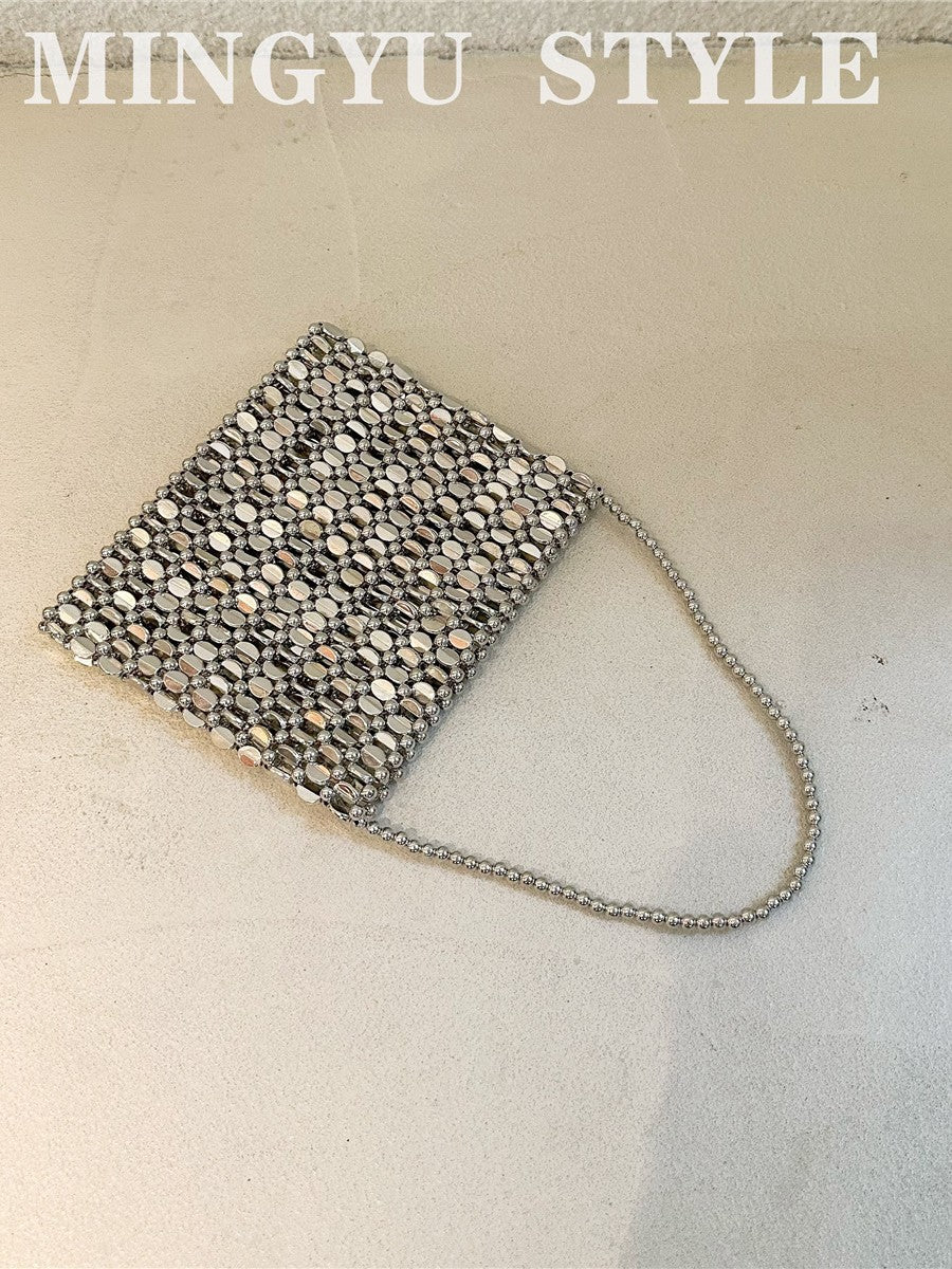 Sequined Metallic Niche Woven Fashion Light Women's Handbag