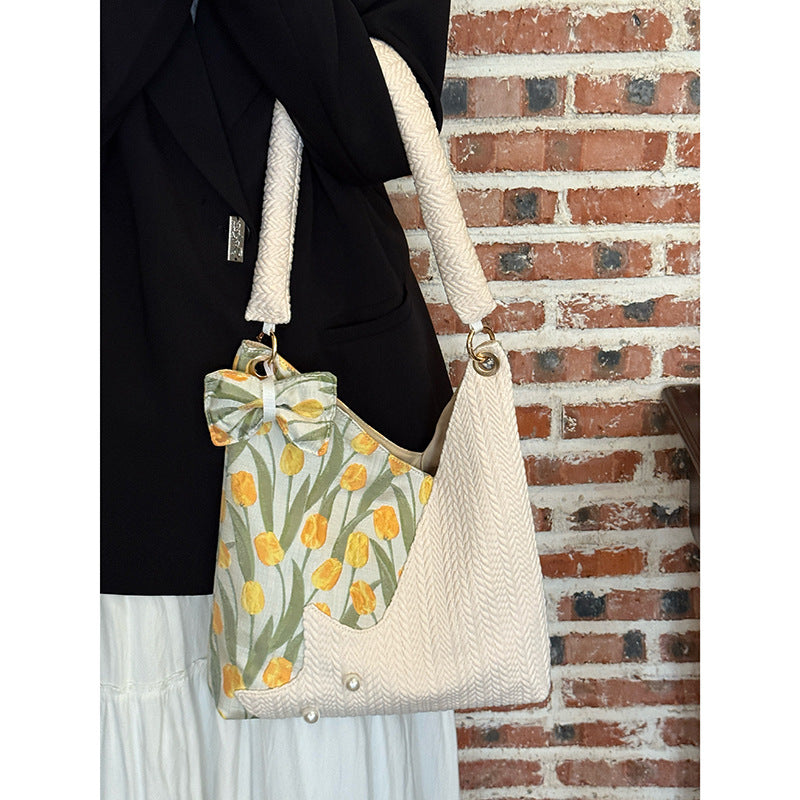 Tulip Cute Cat Underarm Fresh Large Women's Shoulder Bag