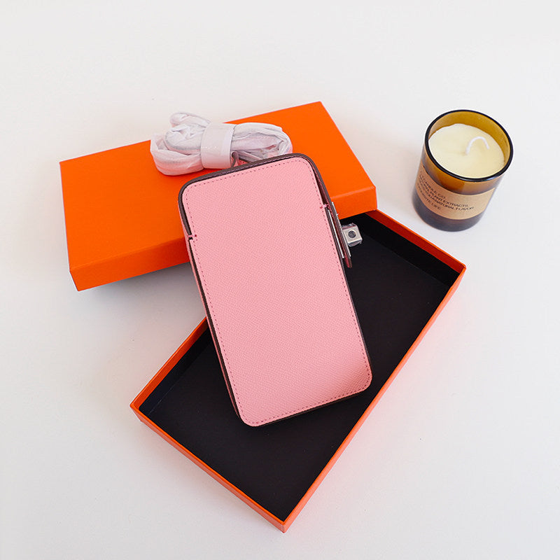 Women's Leather Twist Vertical Box Solid Color Mobile Phone Bag