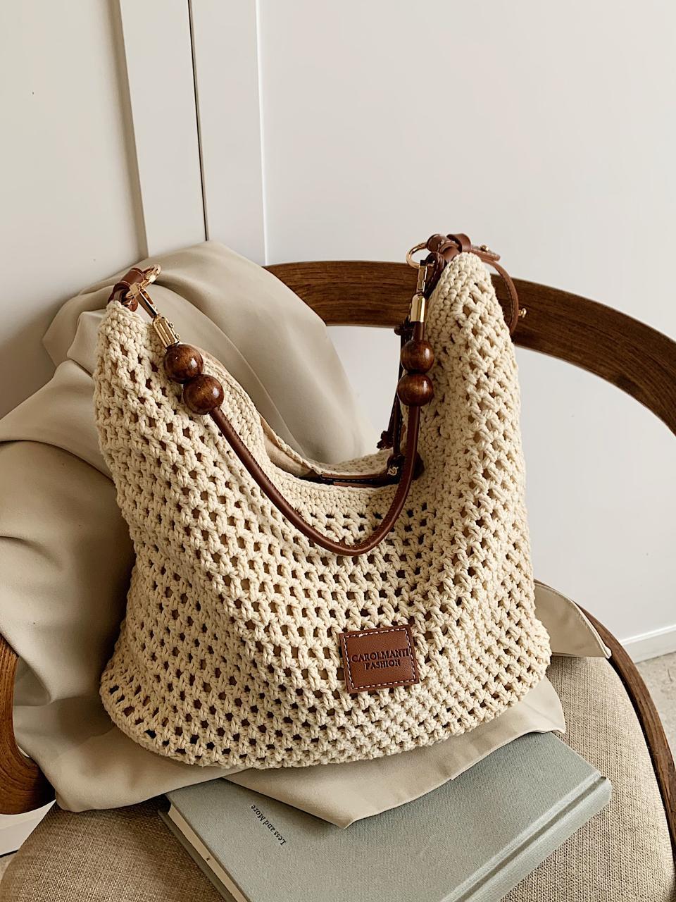 Women's Hollow Woven Summer Straw Large Capacity Seaside Tote Bags