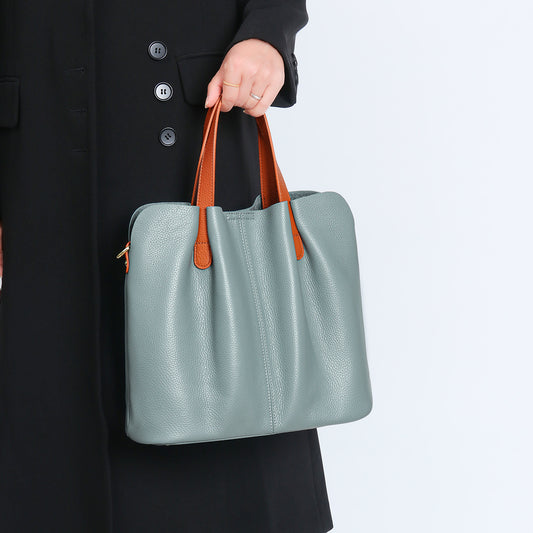 Women's Linen Blue Prepuce Commuter High Sense Tote Bag