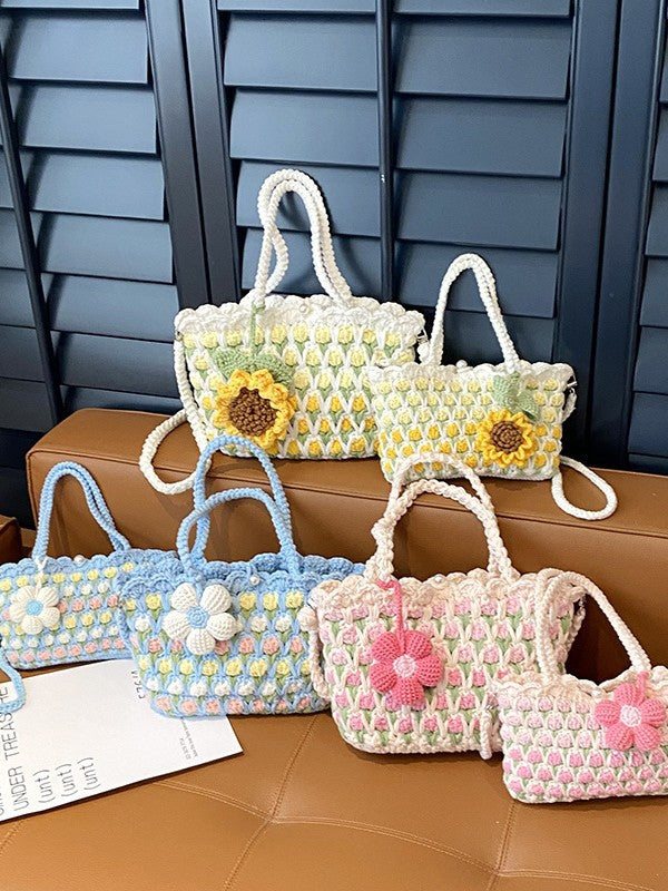 Tulip Wool Crocheted Woven Flower Sunflower Women's Messenger Bag