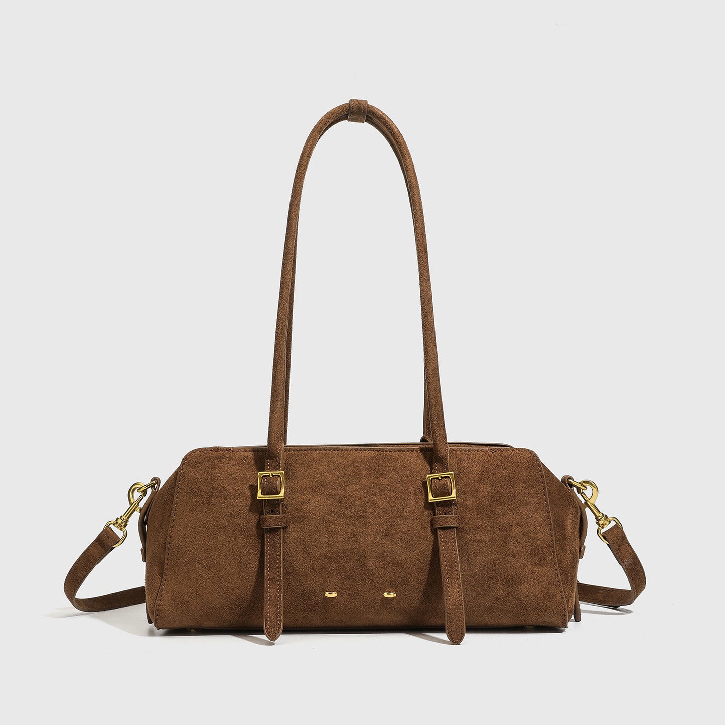 Women's Simple Suede Long Boston Bowling Portable Bags