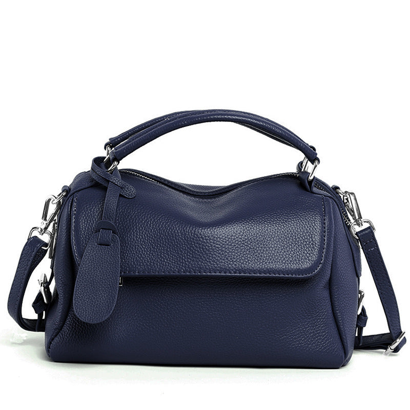 Women's Genuine Leather Portable Litchi Pattern First Layer Cowhide Bags
