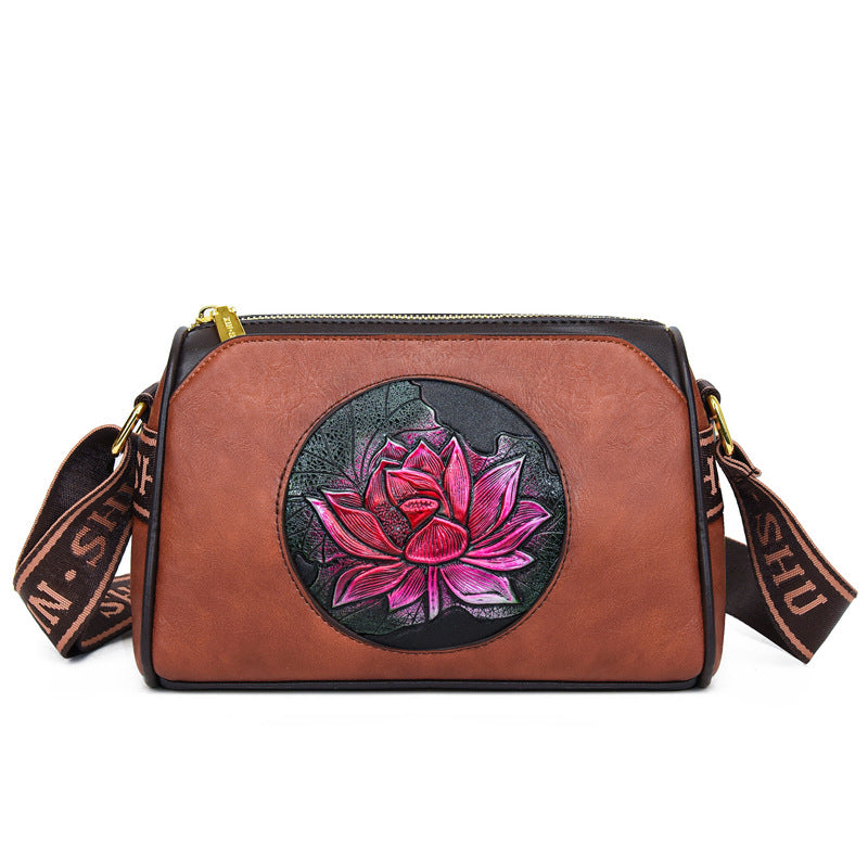 Women's Ethnic Style Embossed Painted Mother Trendy Fashion Bags
