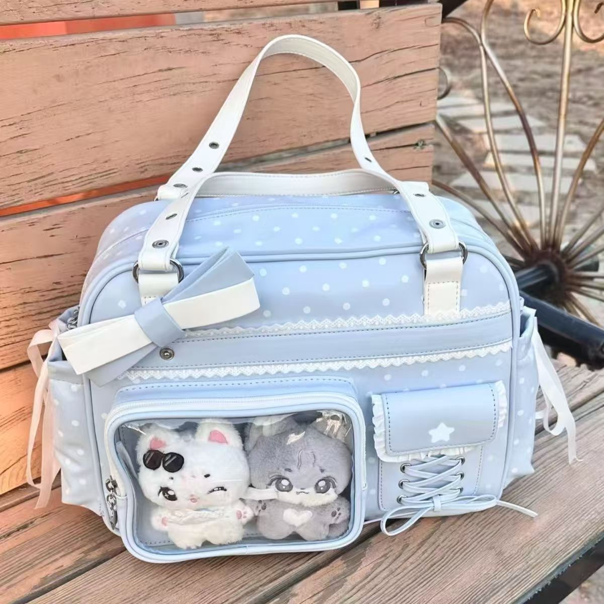 Hidden Light Cartoon Commuter Double Star Women's Backpack