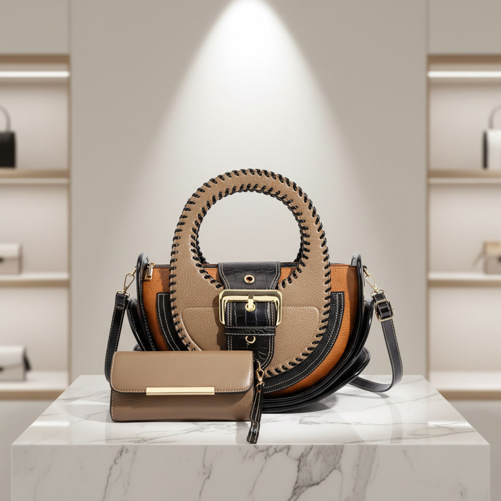 Women's Fashion Color Contrast Large Capacity High Bags